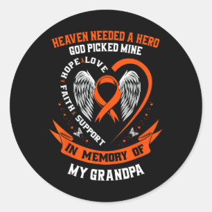 I Wear Orange In Memory of my Grandpa Leukaemia Aw Classic Round Sticker