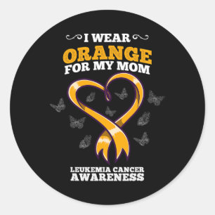 I Wear Orange Mom Leukaemia Cancer Awareness Blood Classic Round Sticker