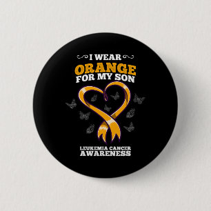 I Wear Orange Son Leukaemia Cancer Awareness Blood 2 Inch Round Button