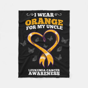 I Wear Orange Uncle Leukaemia Cancer Awareness Blo Fleece Blanket