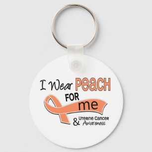 I Wear Peach 42 Me Uterine Cancer Keychain