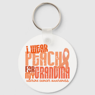 I Wear Peach For My Grandma 6.4 Uterine Cancer Keychain