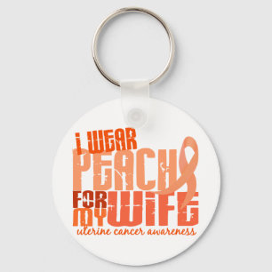 I Wear Peach For My Wife 6.4 Uterine Cancer Keychain