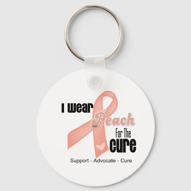 I Wear Peach For The Cure - Uterine Cancer Keychain (Front)
