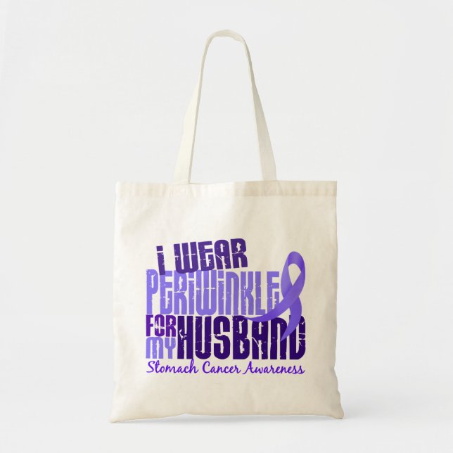 I Wear Periwinkle Husband 6.4 Stomach Cancer Tote Bag (Front)