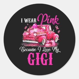 I Wear Pink Because I Love My Step Mom Truck Breas Classic Round Sticker