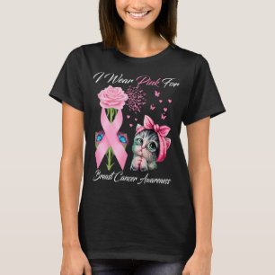 I Wear Pink For Breast Cancer Awareness Butterfly T-Shirt