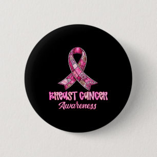I Wear Pink For My Aunt Patchwork Ribbon Breast Ca 2 Inch Round Button