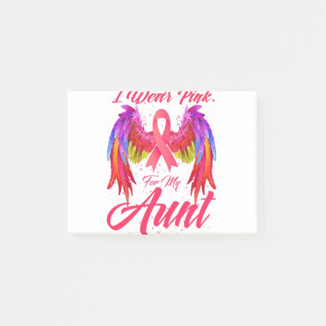 I Wear Pink For My Aunt Wings Breast Cancer Post-it Notes (Front)