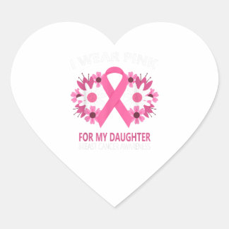 I Wear Pink For My Daughter Breast Cancer Heart Sticker