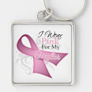 I Wear Pink For My Daughter Breast Cancer Keychain