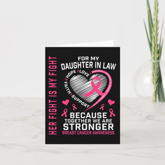 I Wear Pink For My Daughter In Law Breast Cancer H Card (Front)