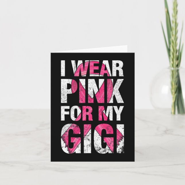I Wear Pink For My Gigi Breast Cancer Survivor Rib Card (Front)