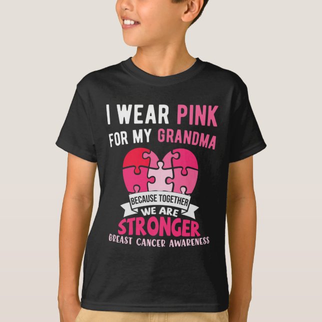 I Wear Pink For My Grandma Elephant Breast Cancer  T-Shirt (Front)