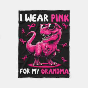 I Wear Pink For My Grandma T-rex Dinosaur Breast C Fleece Blanket