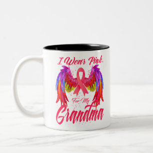 I Wear Pink For My Grandma Wings Breast Cancer Two-Tone Coffee Mug