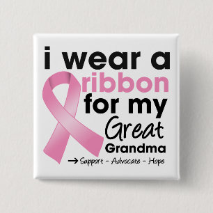 I Wear Pink For My Great-Grandma Breast Cancer 2 Inch Square Button