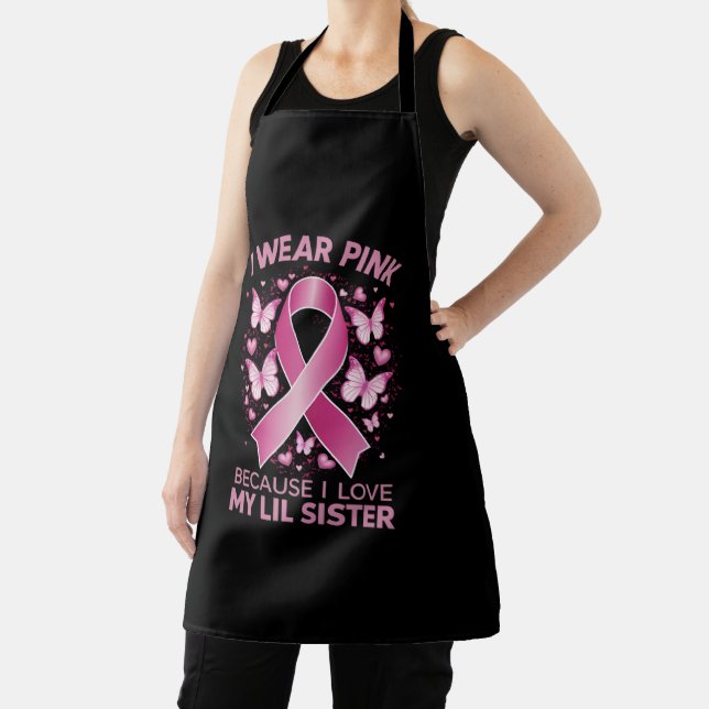 I Wear Pink For My Lil Sister Breast Cancer Aware Apron (Insitu)