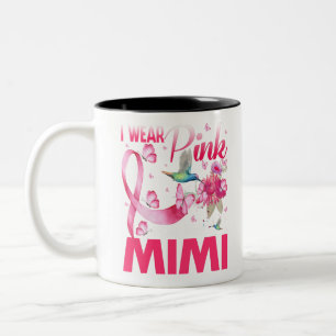 I Wear Pink For My Mimi Hummingbird Breast Cancer Two-Tone Coffee Mug