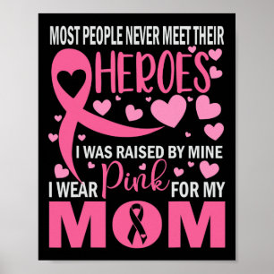I Wear Pink For My Mom Breast Cancer Awareness Kid Poster