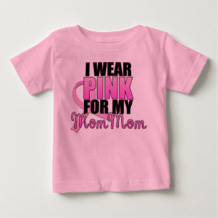 I Wear Pink for My Mom Mom - Breast Cancer Baby T-Shirt