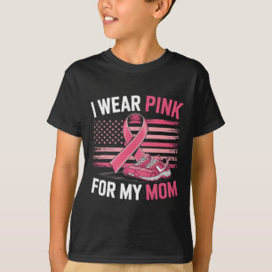 I Wear Pink For My Mom Sneakers Usa Flag Kids Mens T-Shirt