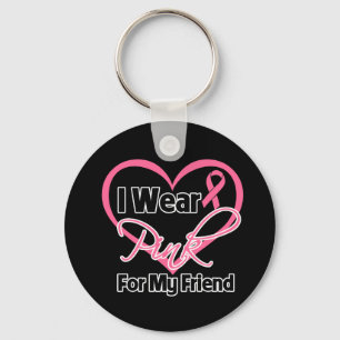 I Wear Pink Heart Ribbon Friend Breast Cancer Keychain