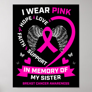 I Wear Pink In Memory Of My Sister Breast Cancer A Poster