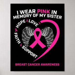 I Wear Pink In Memory Of My Sister Breast Cancer A Poster