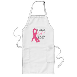 I Wear Pink Mom Breast Cancer Long Apron