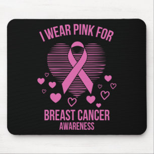 I Wear Pink Ribbon Heart Cool Breast Cancer Awaren Mouse Pad