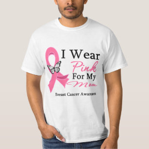 I Wear Pink Ribbon Mom Breast Cancer T-Shirt