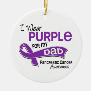 I Wear Purple 42 Dad Pancreatic Cancer Ceramic Ornament