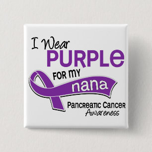 I Wear Purple 42 Nana Pancreatic Cancer 2 Inch Square Button
