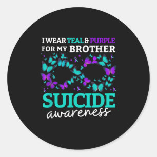 I Wear Purple And Teal For My Brother Suicide Prev Classic Round Sticker