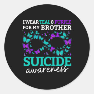 I Wear Purple And Teal For My Brother Suicide Prev Classic Round Sticker