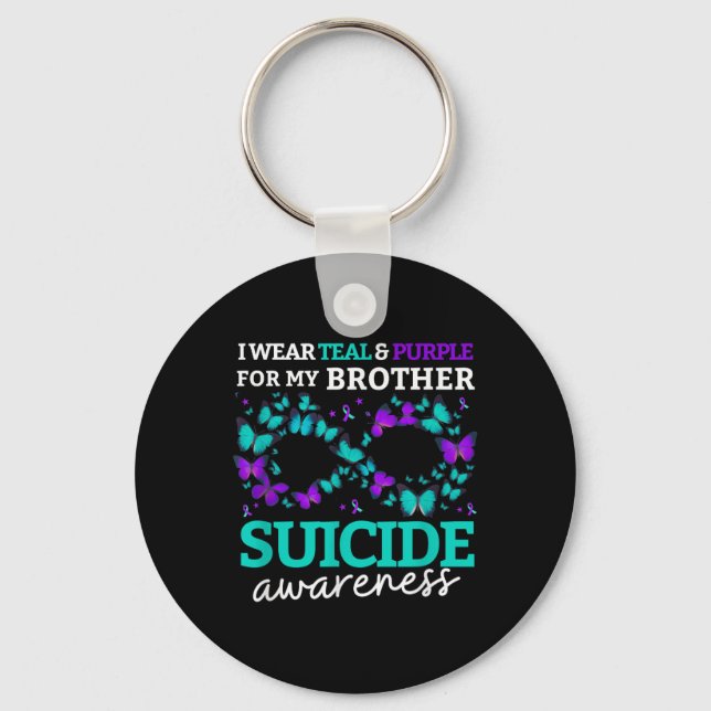 I Wear Purple And Teal For My Brother Suicide Prev Keychain (Front)