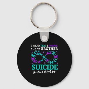 I Wear Purple And Teal For My Brother Suicide Prev Keychain