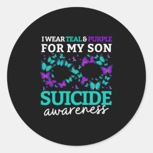 I Wear Purple And Teal For My Son Suicide Preventi Classic Round Sticker