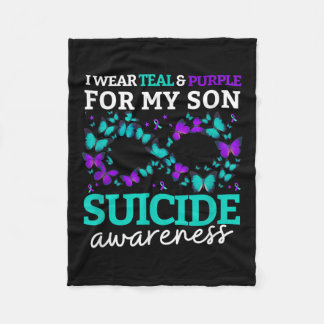 I Wear Purple And Teal For My Son Suicide Preventi Fleece Blanket