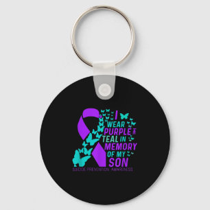 I Wear Purple And Teal For My Son Suicide Preventi Keychain