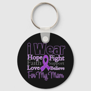 I Wear Purple Collage Mom - Pancreatic Cancer Keychain