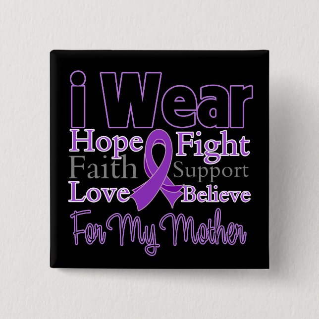 I Wear Purple Collage Mother - Pancreatic Cancer 2 Inch Square Button (Front)