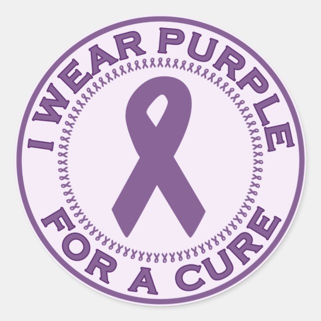 I Wear Purple For A Cure Classic Round Sticker (Front)