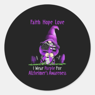 I Wear Purple For Alzheimer Awareness Classic Round Sticker