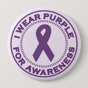 I Wear Purple For Awareness 4 Inch Round Button