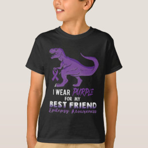 I Wear Purple For Best Friend Dinosaur Epilepsy Aw T-Shirt