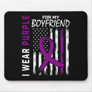 I Wear Purple For Boyfriend Pancreatic Cancer Awar Mouse Pad
