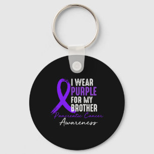 I Wear Purple For Brother Pancreatic Cancer Awaren Keychain