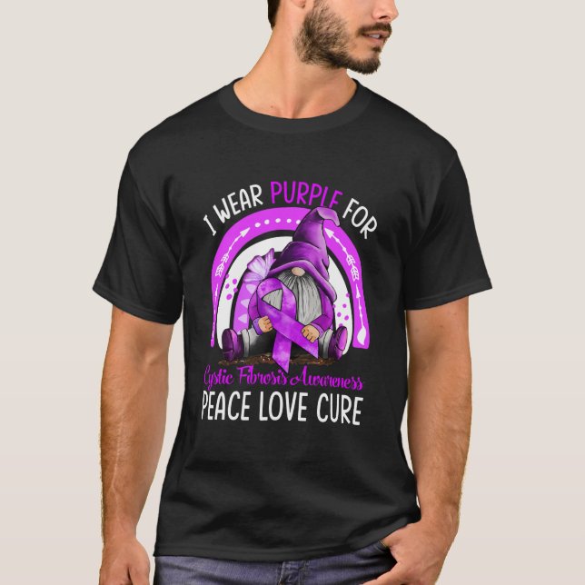 I Wear Purple For Cystic Fibrosis Awareness T-Shirt (Front)